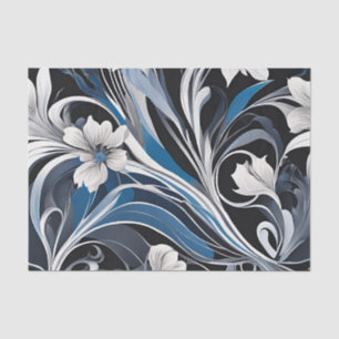 Moderne Blauwe Bloemen Decoupage Tissuepapier