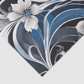 Moderne Blauwe Bloemen Decoupage Tissuepapier (Detail)