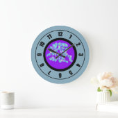 Moderne Blauwe Bloemen Grote Klok (Huis)