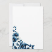 Moderne Blauwe Bloemen Huwelijk Na Feest Kaart (Achterkant)