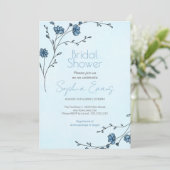 Moderne Blauwe Bloemen Lichtblauwe Bruidsdouche Kaart (Staand voorkant)