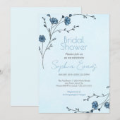 Moderne Blauwe Bloemen Lichtblauwe Bruidsdouche Kaart (Voorkant / Achterkant)