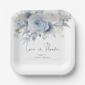 Moderne Blauwe Bloemen Liefde in Bloom Vrijgezelle Papieren Bordje (Voorkant)