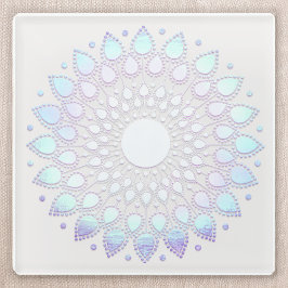 Moderne blauwe bloemen Lotus Mandala Glazen Onderzetter