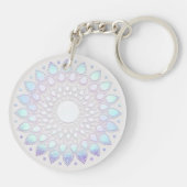 Moderne blauwe bloemen Lotus Mandala Sleutelhanger (Achterkant)