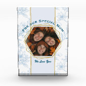 Moderne Blauwe Bloemen Moederdag Fotoblokken (Voorkant)