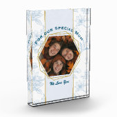 Moderne Blauwe Bloemen Moederdag Fotoblokken (Links)