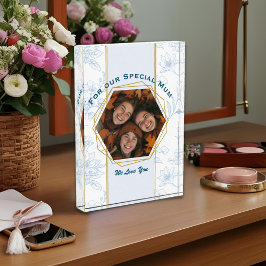 Moderne Blauwe Bloemen Moederdag Fotoblokken