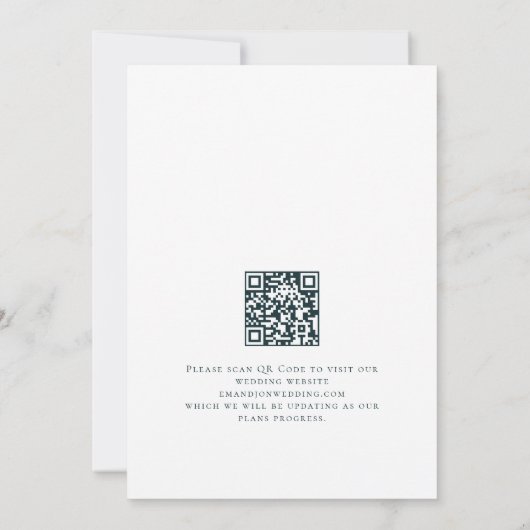 Moderne Blauwe Bloemen QR Code Huwelijk Save The Date (Achterkant)