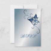 Moderne Blauwe Bloemen RSVP Huwelijksuitnodiging (Voorkant)