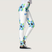 Moderne Blauwe Bloemen Sportkleding Leggings (Rechts)