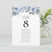 Moderne blauwe bloemen Tafel Nummer Zitting Grafie (Staand voorkant)