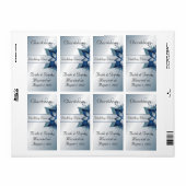 Moderne Blauwe Bloemen Trouwwijn Avery Label (Full Sheet)