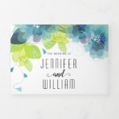 Moderne blauwe bloemen, typografie bloedige bruilo drieluik uitnodiging (Cover)