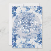 Moderne Blauwe Bloemen Waterverf Bruiloft Kaart (Achterkant)