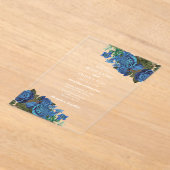 Moderne Blauwe Bloemen Waterverf Elegante Huwelijk Acryl Uitnodigingen (Laagn)