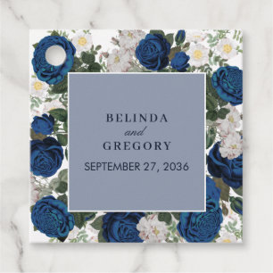 Moderne Blauwe Bloemen Waterverf Elegante Huwelijk Bedankjes Labels