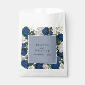 Moderne Blauwe Bloemen Waterverf Elegante Huwelijk Bedankzakje (Voorkant)