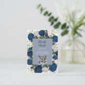 Moderne Blauwe Bloemen Waterverf Elegante Huwelijk Informatiekaartje (Staand voorkant)