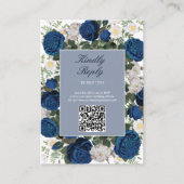 Moderne Blauwe Bloemen Waterverf Elegante Huwelijk Informatiekaartje (Voorkant)