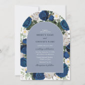 Moderne Blauwe Bloemen Waterverf Elegante Trouwboo Kaart (Voorkant)