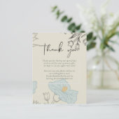 Moderne Blauwe Bloemige Abstracte Trouwfeest Briefkaart (Staand voorkant)