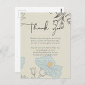 Moderne Blauwe Bloemige Abstracte Trouwfeest Briefkaart (Voorkant / Achterkant)