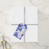 Moderne blauwe bloemige dank je wel  cadeaulabel (Met Touw)