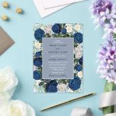 Moderne Blauwe Bloemige Watercolor Elegante Trouwd Acryl Uitnodigingen (Insitu (Huwelijk))