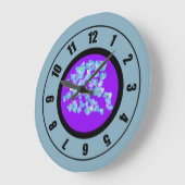 Moderne blauwe bloesems Grote klok (Hoek)