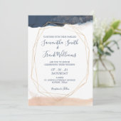Moderne Blauwe Blush Gouden Geometrisch Kaart (Staand voorkant)