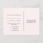 Moderne Blauwe Blush RSVP Trendy Script Maaltijd K Uitnodiging Briefkaart (Achterkant)