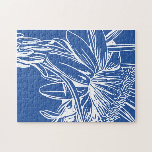 Moderne, blauwe bodemlijn legpuzzel (Horizontaal)