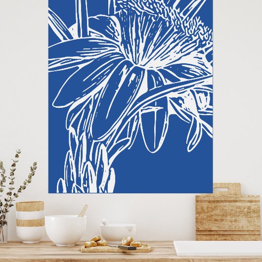 Moderne, blauwe bodemlijn poster (Keuken)