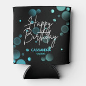 Moderne Blauwe Bokeh Gradient Zwart Gelukkige Verj Blikjeskoeler (Voorkant)