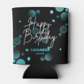 Moderne Blauwe Bokeh Gradient Zwart Gelukkige Verj Blikjeskoeler (Achterkant)