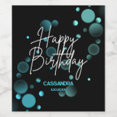 Moderne Blauwe Bokeh Gradient Zwart Gelukkige Verj Wijn Etiket (Enkel label)