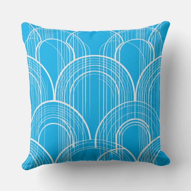 Moderne blauwe boogpatroon worp kussen, minimalist kussen (Achterkant)