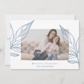 Moderne blauwe botanische fotokerst kaart (Voorkant)