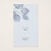 Moderne Blauwe Botanische Kleding Prijs label met  Visitekaartje (Achterkant)