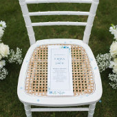 Moderne Blauwe Botanische minimale bloemenbruiloft Programmakaart