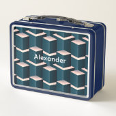 Moderne blauwe bouwstenen personaliseren (Achterkant)