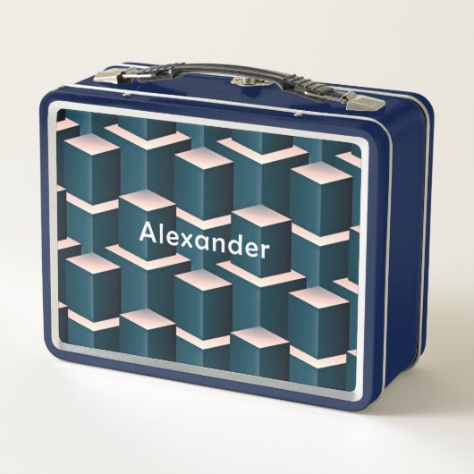 Moderne blauwe bouwstenen personaliseren (Achterkant)