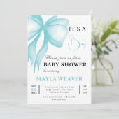 Moderne Blauwe Bow Bewerkbare Elegante Baby Boy Do Kaart (Staand voorkant)