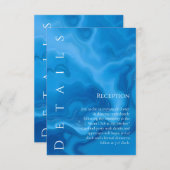 Moderne blauwe bruiloft details informatiekaartje (Voorkant / Achterkant)