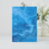 Moderne blauwe bruiloft details informatiekaartje (Staand voorkant)