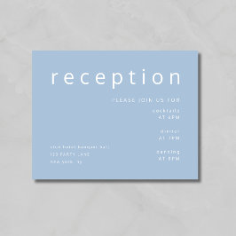 Moderne blauwe bruiloft receptie informatiekaartje