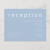 Moderne blauwe bruiloft receptie informatiekaartje (Voorkant)