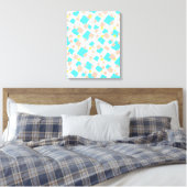 Moderne, blauwe, bruin vierkant Abstracte kunst Canvas Afdruk (Insitu (Slaapkamer))