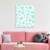 Moderne, blauwe, bruin vierkant Abstracte kunst Canvas Afdruk (Insitu (Woonkamer))